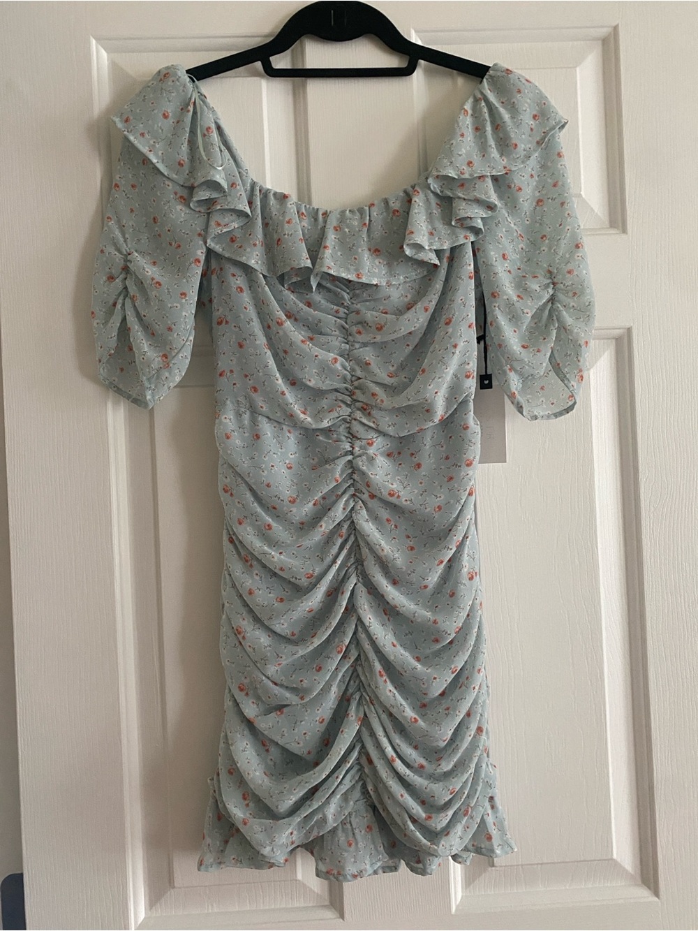 Astr Pale Blue Floral Mini Dress, New with tags